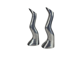 Ikea - design Anna Efverlund - Atomic - 2 'Zig Zag' - massief aluminium kandelaars - 3e kwart 20e eeuw