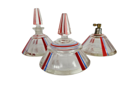 Karl Palda - Art Deco - toilet garnituur - Poederdoos - Parfumfles -  parfumverstuiver - Tsjechië - 1e kwart 20e eeuw