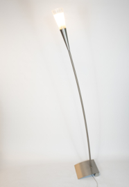 Hala Zeist - vloerlamp - geborsteld staal - gesatineerd glas - post modern - 90's