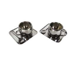 Tramontina -  2 x espresso set - dubbelwandige kop - staal - Brazilië - 1980's