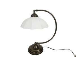 Bankierslamp  - tafellamp - opaline - messing - 3e kwart 20e eeuw