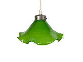 Art Deco - opaline - metaal - hanglamp - Frankrijk - 1950's