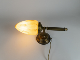 Art Deco stijl wandlamp - Herda Holland - messing - gemarmerd puntglas - 80's