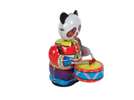 Vintage - opwindbeer - drummer - blik - China - 3e kwart 20e eeuw