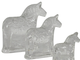 Lindshammar Glasworks Sweden - Dala Horse (3) - Kristal - Zweden - 70's