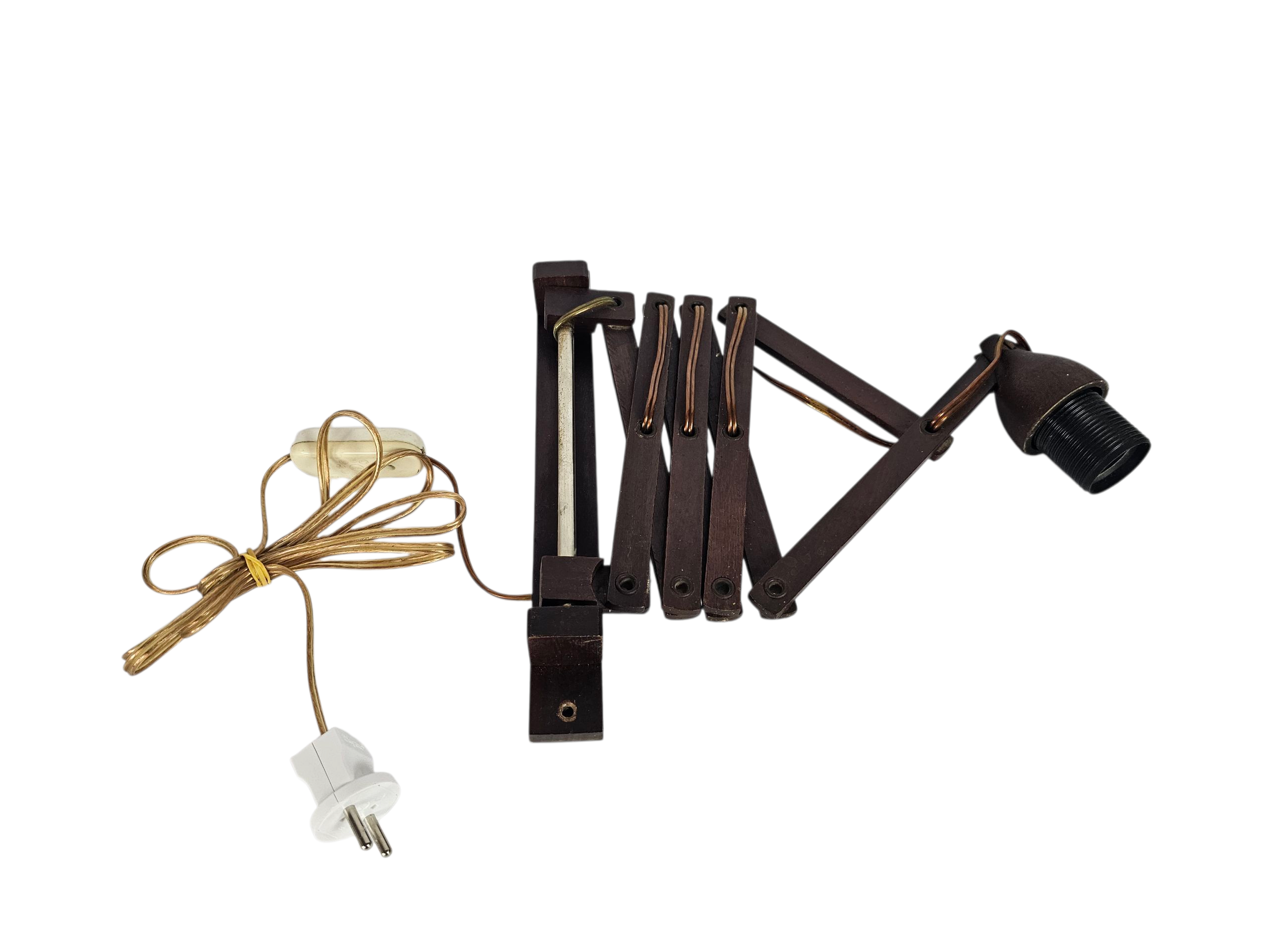 Schaarlamp | Harmonicalamp | wandlamp | vintage | Teak | 70's |