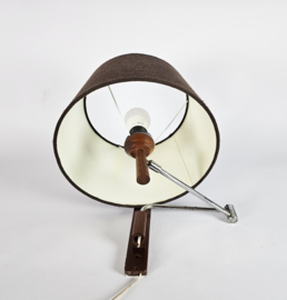 Vintage - ellebooog/knikarm wandlamp - teak - chroom - 1960's