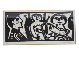 Eugène FIDLER (1910-1990) - Lino gravure originale - 'Pour Eugene Fidler' - 6/100