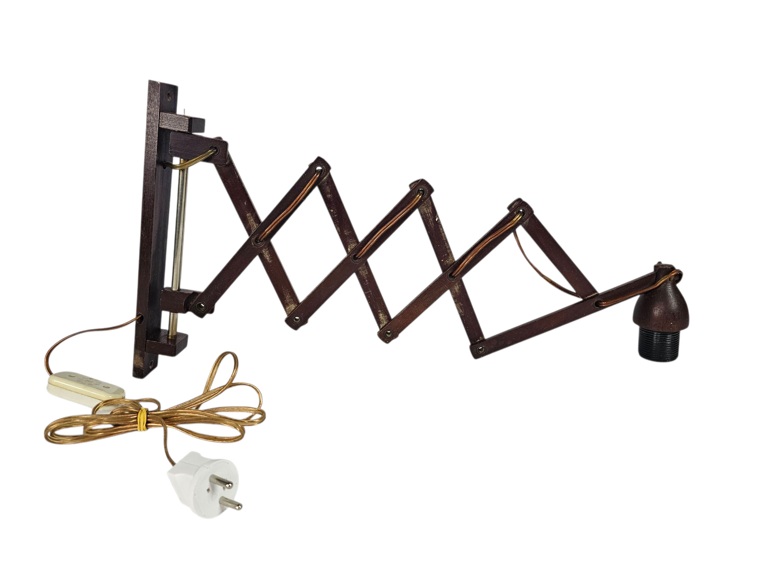 Schaarlamp | Harmonicalamp | wandlamp | vintage | Teak | 70's |