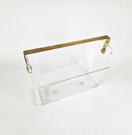 Magazine holder  - design David Lange - lucite - messing -  plexiglas - Frankrijk  - 70's