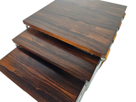 Dutch design - Brabantia Holland - mime set - lectuurbak - Vintage bijzettafel met cognac tuigleren lectuurbak - 60's
