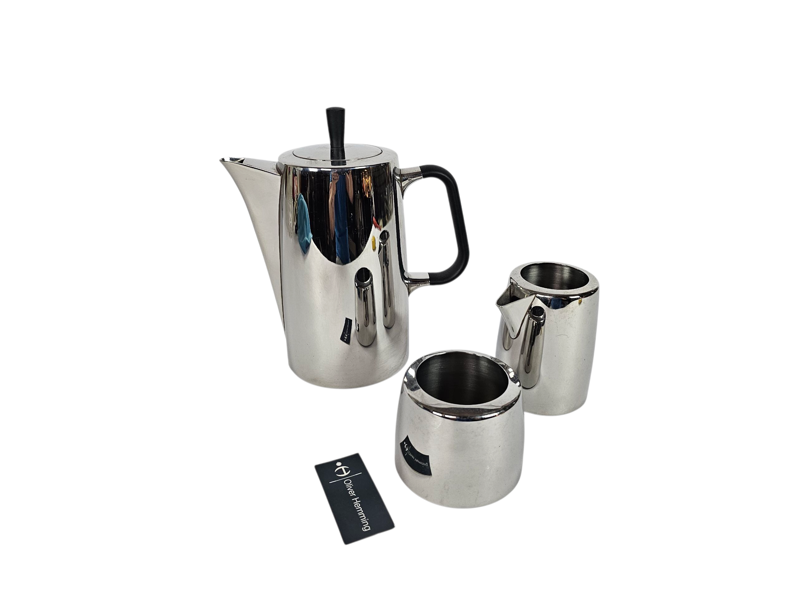 Oliver Hemming design - Sixty six (66) 18/10 stainless - Koffiepot - Melkkannetje - Suikerpotje - Memphis stijl - 1990's