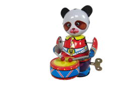 Vintage - opwindbeer - drummer - blik - China - 3e kwart 20e eeuw