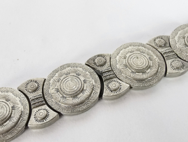Fiell - armband - 'Inca' stijl - zilverkleurig - metaal - 3e helft 20e eeuw