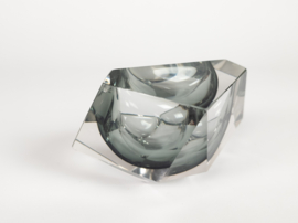 Murano - Flavio Poli - Seguso - Sommerso - Asbak - helder glas - grijs - Italie - 1960's