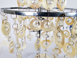 Verner Panton stijl - Capiz - schelpen - parelmoerschijfjes  - chroom - halogeen