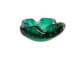 Murano Sommerso - Fratelli Toso - groen glas met ingesloten luchtbellen - Italie - 1950's