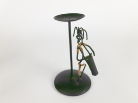 Laurids Lonborg - Denemarken - kaarsenhouder - metaal - raffia - 60's
