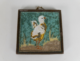 Polychroom geglazuurde cloisonné wandtegel - L.E.F.Bodart (1888-1933)  -  uitvoering de Porceleyne Fles - 1e kwart 20e eeuw