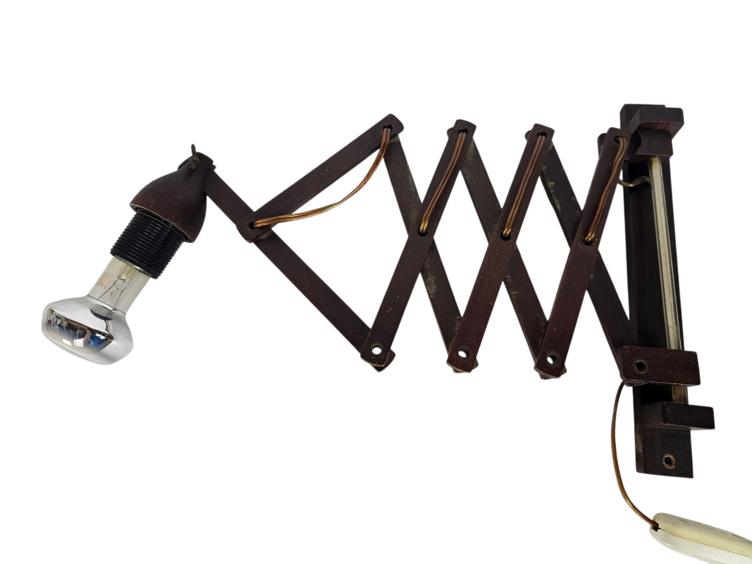 Schaarlamp | Harmonicalamp | wandlamp | vintage | Teak | 70's |
