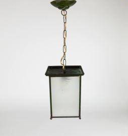 Amsterdamse school - lantaarnlamp - hanglamp - koper - glas - 1e kwart 20e eeuw