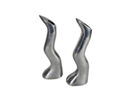Ikea - design Anna Efverlund - Atomic - 2 'Zig Zag' - massief aluminium kandelaars - 3e kwart 20e eeuw