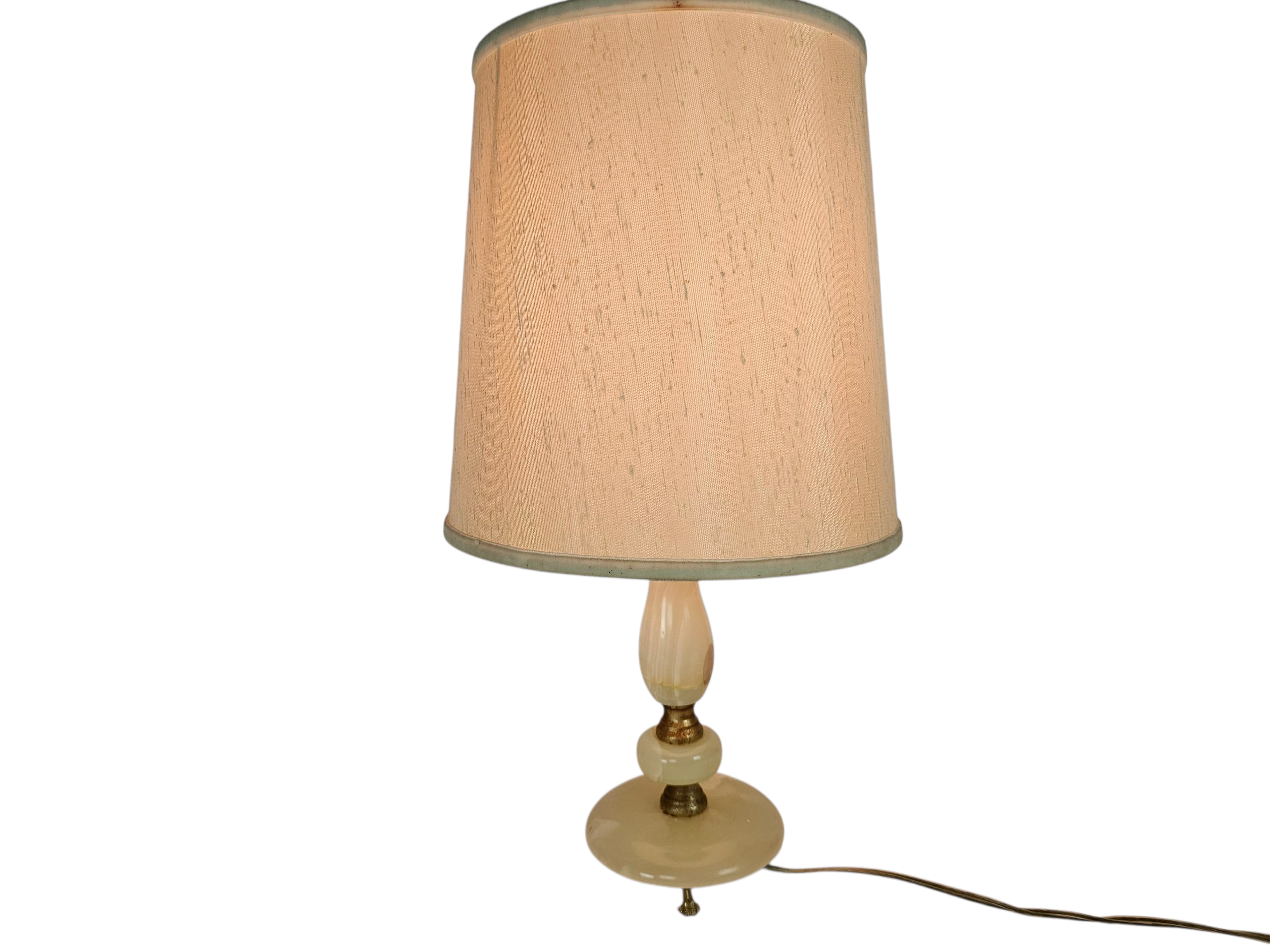 Albast - natuursteen - onyx - tafellamp - Spanje - Hollywood Regency stijl - verguld - 70's