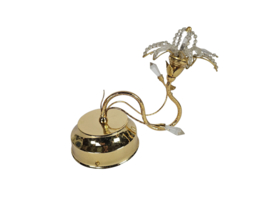 Hollywood Regency stijl - messing - verguld - kristal - wandlamp - 80s