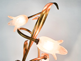 LS Italy - Vintage - verguld messing - Hollywood Regency stijl - tulpen - tafellamp - 1980's