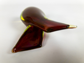 Murano Sommerso - Flavio Poli - rood - geel - 'teardrop' - vaasje - 1960's