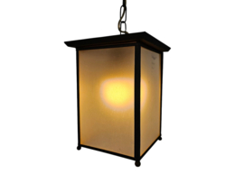 Amsterdamse school - lantaarnlamp - hanglamp - koper - glas - 1e kwart 20e eeuw
