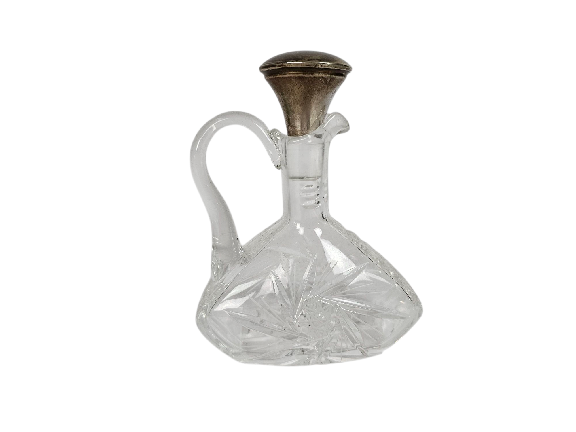 Nederlands zilver - Karafje - kristal - 2e gehalte zilver - keurmerken - edelsmid Kohler, H.A. - 70's