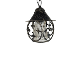 Vintage - Smeedijzeren hanglamp - metaal - glas - 3e kwart 20e eeuw