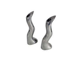 Ikea - design Anna Efverlund - Atomic - 2 'Zig Zag' - massief aluminium kandelaars - 3e kwart 20e eeuw