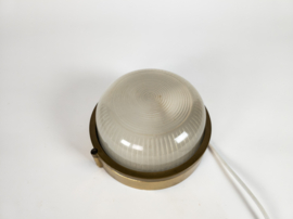 Scheepslamp - Bullseye lamp - messing - glas - wandlamp - massief - 80"s