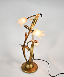LS Italy - Vintage - verguld messing - Hollywood Regency stijl - tulpen - tafellamp - 1980's