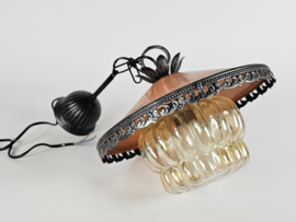 VEB Narva Leuchtenbau Lengeveld - hanglamp - koper - glas - Oost Duitsland - 70's