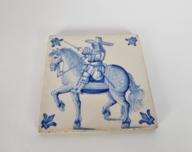 Westraven keramiek - Ruiter te paard - tegel - 19e eeuw