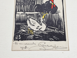 Jan Schrijvers - houtsnede - handdruk - gesigneerd - 1948
