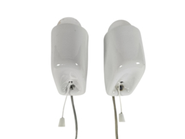 Bauhaus - Willem Wagenfeld - porselein - 2 x trekpendel wandlampjes - 50's