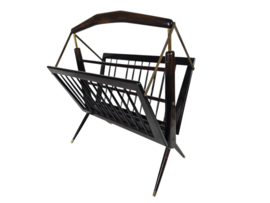 Cesare Lacca - Italian design - Magazine holder - gelakt hout - messing - 50's