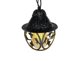 Vintage - Smeedijzeren hanglamp - metaal - glas - 3e kwart 20e eeuw