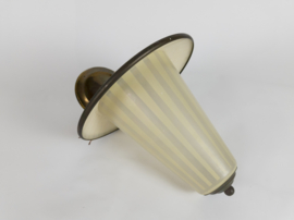 hanglamp - messing - koper - gestreept glas - jaren 50