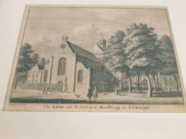 St. Janskerk en de Hoofdwacht - 1750 - Gravure door Hendrik Spilman uit 1744, naar Jan de Beijer.