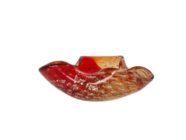 Barovier & Toso - Schaaltje - asbak - helder glas - rood  met ingesloten zilver deeltjes - 50's