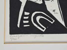 Eugène FIDLER (1910-1990) - Lino gravure originale - 'Pour Eugene Fidler' - 6/100