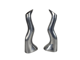 Ikea - design Anna Efverlund - Atomic - 2 'Zig Zag' - massief aluminium kandelaars - 3e kwart 20e eeuw