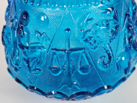 Empoli glas - Vintage vaas - Zodiac Dierenriem - helder blauw - Italie - 60's