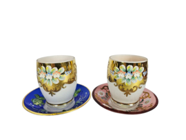 Boheems glas - Moser stijl - handbeschilderd - emaillen - 24K verguld - kristalglas - 7 delig -