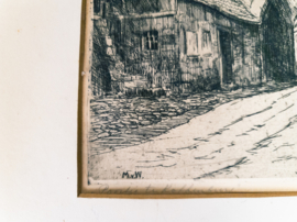 Martin van Waning - (1889 - 1972) - ets - Poortje - "Poortje te Rottenburg" -  1e helft 20e eeuw